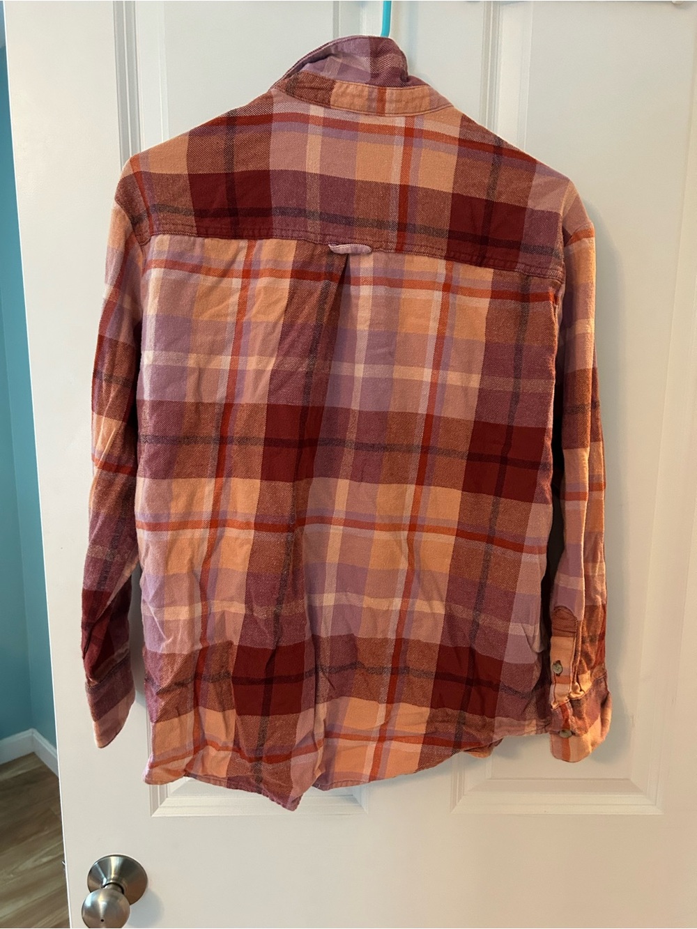 Women’s Plaid Flannel Shirt Jacket - Rust Multi - Picture 2 of 4